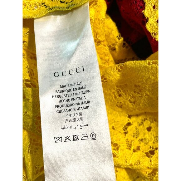 New Gucci Yellow Lace T-shirt Top Mini Dress Tunic Medium - Picture 6 of 8